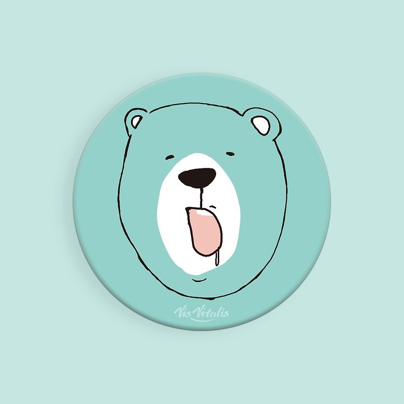 Bear/ Illustration round absorbent coaster/ Gift exchange - Coasters - Other Materials Green