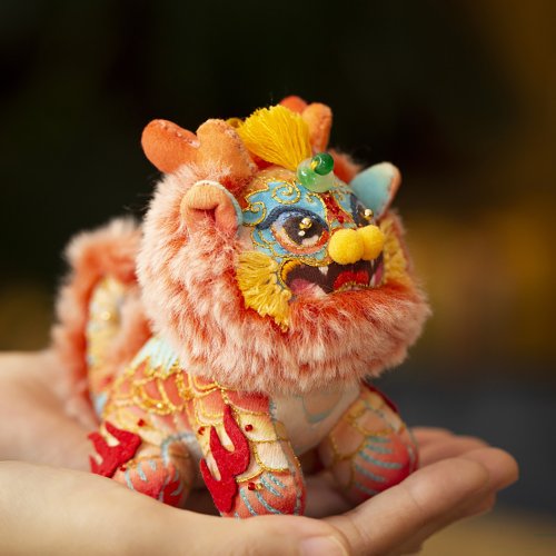 相縫手工設計館 刺繡手工diy資料包火麒麟布藝玩偶擺件瑞獸香囊掛件吉祥物