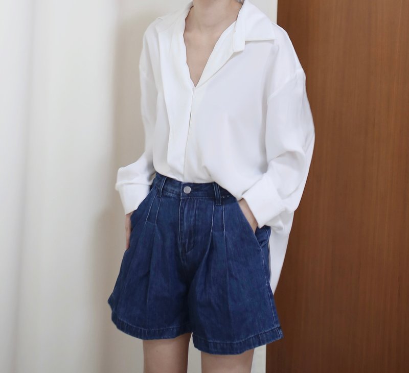 Lotus shirt - White - 女襯衫 - 棉．麻 白色