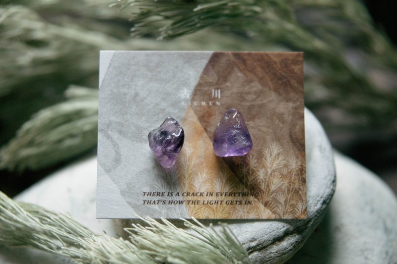 CRACK | 礦物系耳環 |  EARRINGS - 耳環/耳夾/耳骨夾 - 水晶 紫色