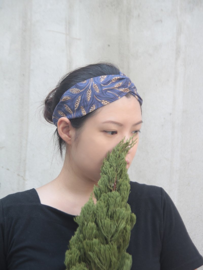 Ye Sui Pure Cotton Handmade Cross Elastic Headband - Headbands - Cotton & Hemp Purple