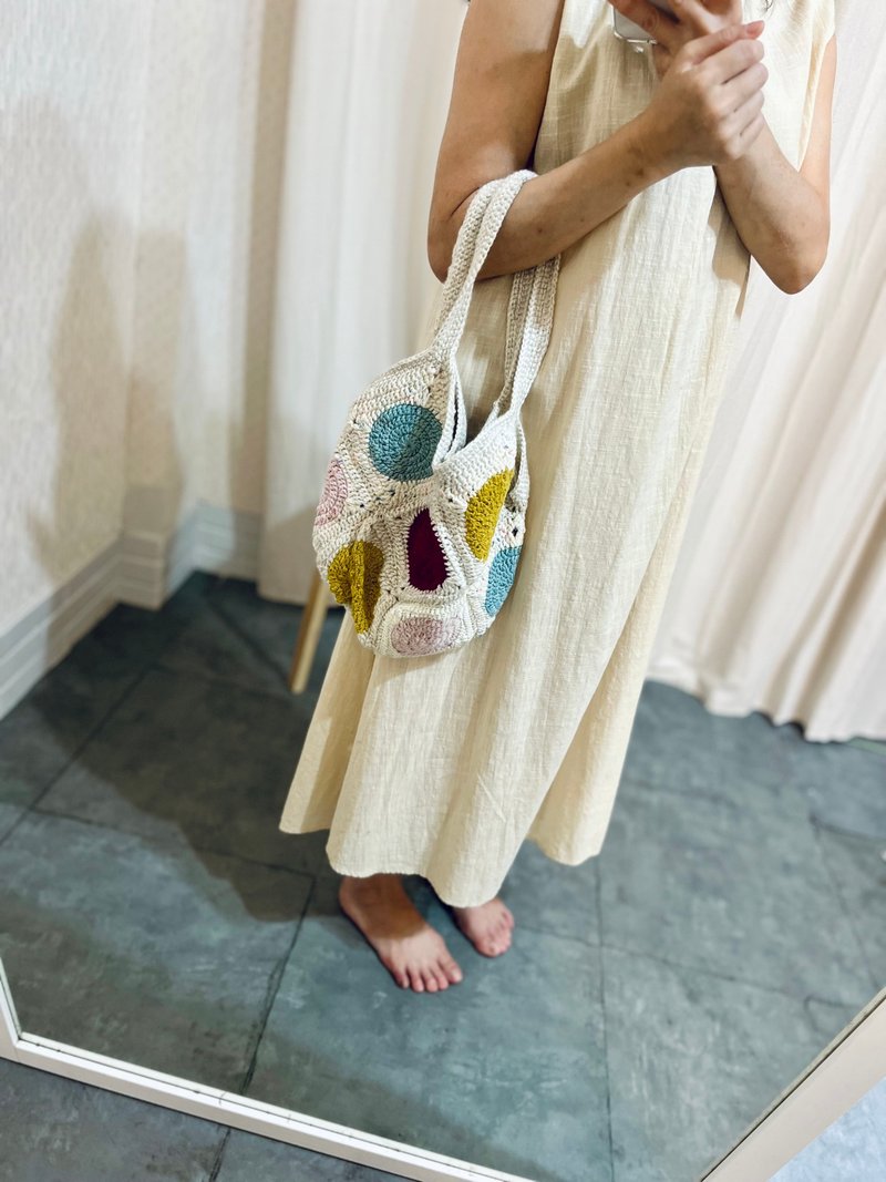 Color circle side shoulder bag - กระเป๋าแมสเซนเจอร์ - วัสดุอื่นๆ ขาว