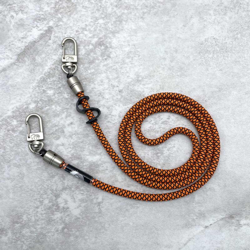 niji 手機掛繩 橙/黑 鑽石紋 6mm Neon orange w black diamond - 其他 - 塑膠 橘色