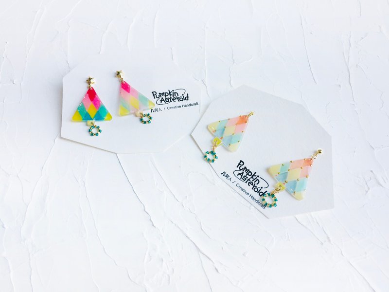 Planet Fairy Tale Series-Rainbow Tree Earrings\Earrings - Earrings & Clip-ons - Resin 