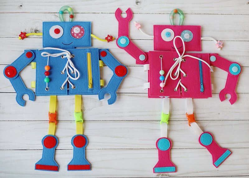ロボットの知育本、Cut Felt Robots、Felt book FOR boy and girl - 知育玩具・ぬいぐるみ - その他の素材 ブルー