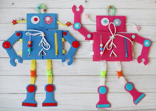 Happy Toy House Educational book about robots, Cut Felt Robots, Felt book FOR boy and girl