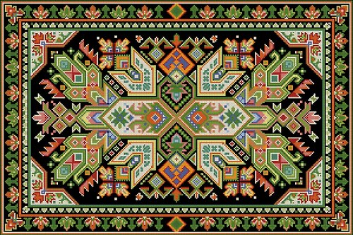 CreativeStudioElenka Vintage Cross Stitch Scheme Vintage rug with rhombuses - PDF Embroidery Scheme