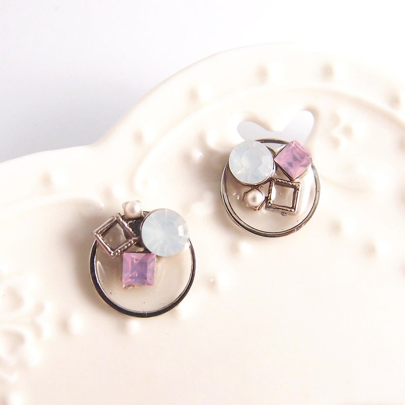 Pink Earring【Cr0197-P 】 - Earrings & Clip-ons - Gemstone Pink