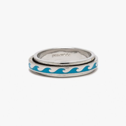 Pura Vida 臺灣總代理 Pura Vida 美國手工 ENAMEL WAVE FIDGET 琺瑯波浪銀色戒指