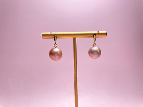 Athena珍珠設計 天然淡水珍珠 粉紫色珍珠 銀 耳環