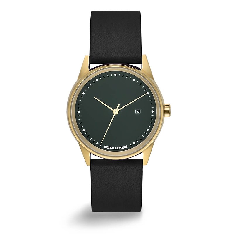 HYPERGRAND - Maverick Cold Steel Series - Gold Green Dial Black Leather Watch - นาฬิกาผู้หญิง - วัสดุอื่นๆ สีทอง