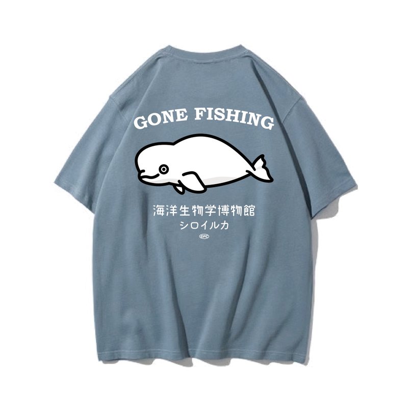 BELUGA WHALE Beluga unisex short-sleeved T-shirt 8 colors for men and women fishing club - เสื้อยืดผู้ชาย - ผ้าฝ้าย/ผ้าลินิน ขาว