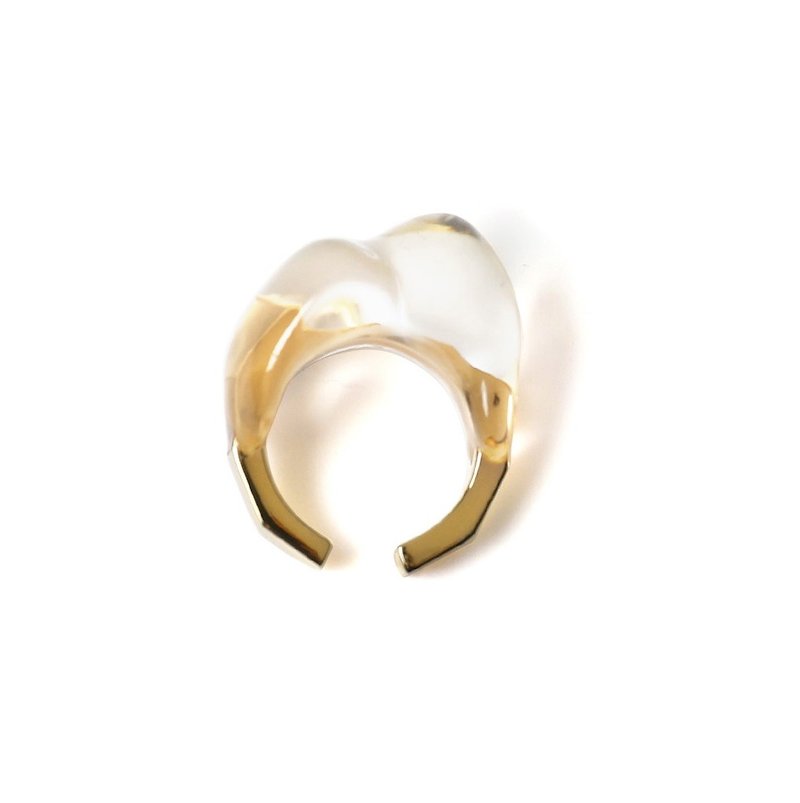 OBSCURE Golden Irregular Transparent Ring - แหวนทั่วไป - โลหะ สีทอง