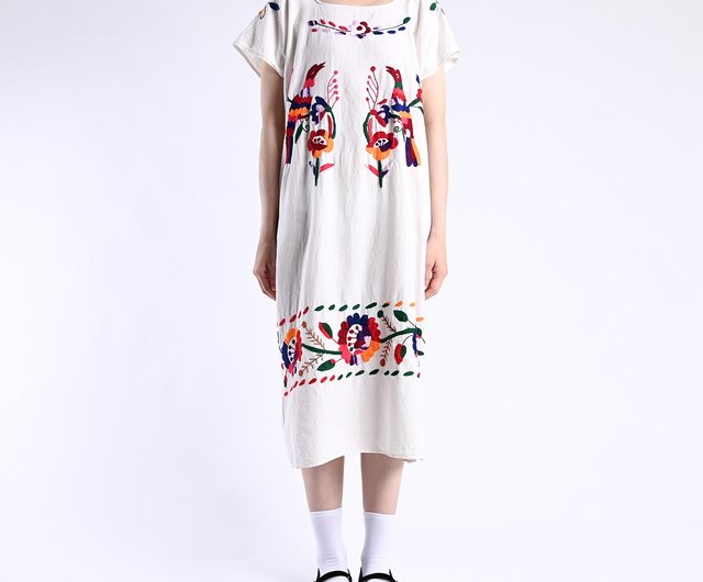 ヴィンテージ刺繍ワンピース/メキシコ刺繍、手刺繍、刺繍
