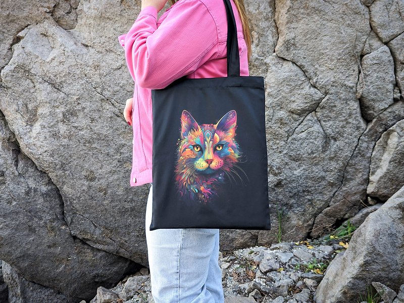 Shopper Bag Rainbow Cat - Handbags & Totes - Thread Black