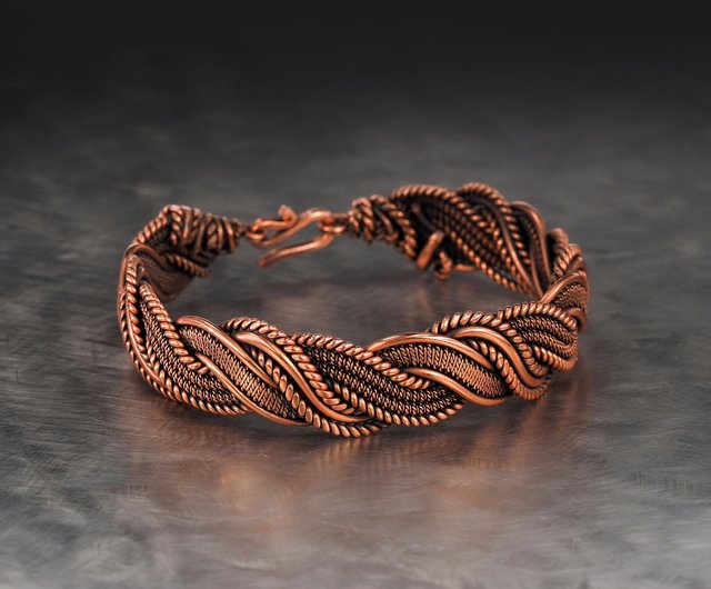 Wire wrapped copper bracelet for him or her Unique stranded woven wire  bracelet - Shop Wire Wrap Art Bracelets - Pinkoi