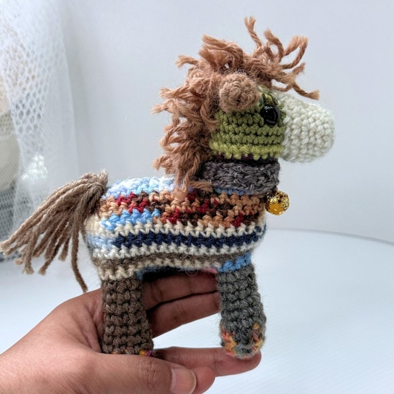 鉤針馬玩偶・14cm - 公仔/玩偶 - 羊毛 多色