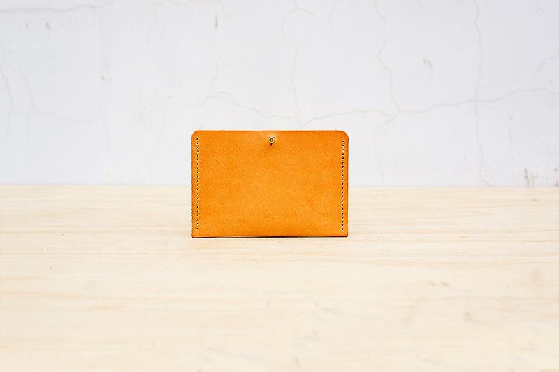 新革の名片卡夾(可客製刻字) - 名片夾/名片盒 - 真皮 橘色
