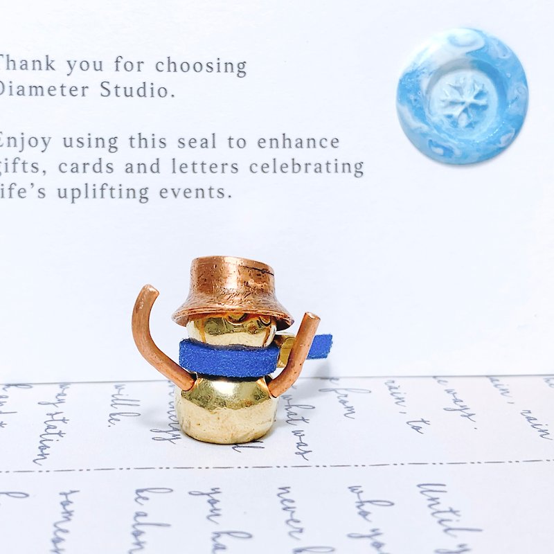 Wish | Little Snowman Handmade Wax Seal/Incense Holder | Wax Seal Gift Box - ตราปั๊ม/สแตมป์/หมึก - ทองแดงทองเหลือง 