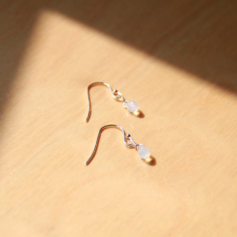  Classic Series Swarovski White Opal Handmade 925 sterling silver earrings | - ต่างหู - โลหะ ขาว