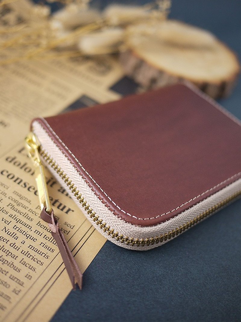 【Mother's Day】. Vegetable tanned leather. Classic short clip/wallet/wallet/coin purse - Wallets - Genuine Leather Brown