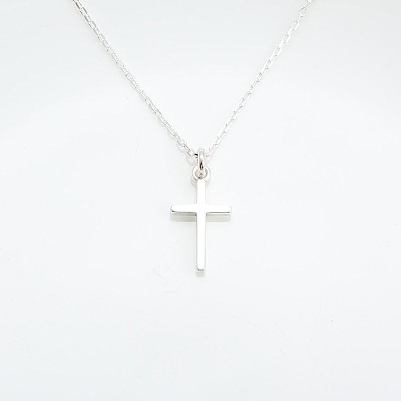 Simple Cross (small) s925 sterling silver necklace Faith God Jesus Gospel gift - Necklaces - Sterling Silver Silver