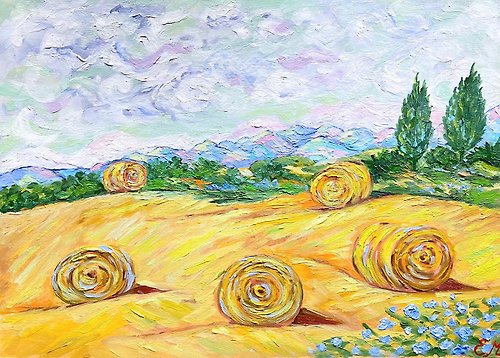 Gala 普羅旺斯風景 田野繪畫 特殊紙上的油畫 印象派藝術 牆面裝飾理念