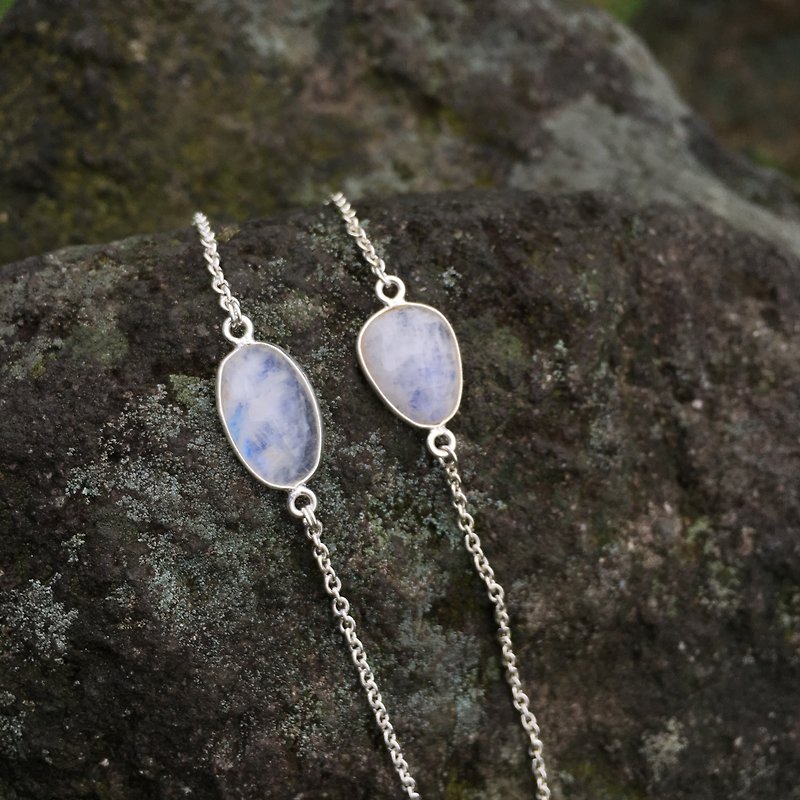 Irregular section Moonstone Bracelet - Bracelets - Gemstone Silver