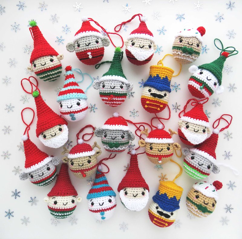 Set 12 in 1 Crochet Pattern Christmas Amigurumi Ornament. PDF Instant Download. - 手工藝教學/工具書 - 其他材質 