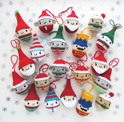 CrochetGiftsShop Set 12 in 1 Crochet Pattern Christmas Amigurumi Ornament. PDF Instant Download.