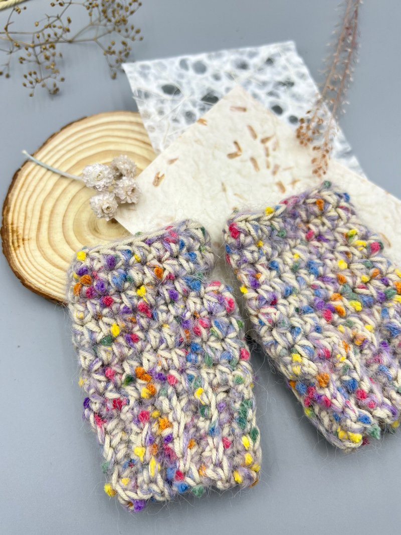 Handmade crochet children's open-toed gloves - Gloves & Mittens - Cotton & Hemp Multicolor