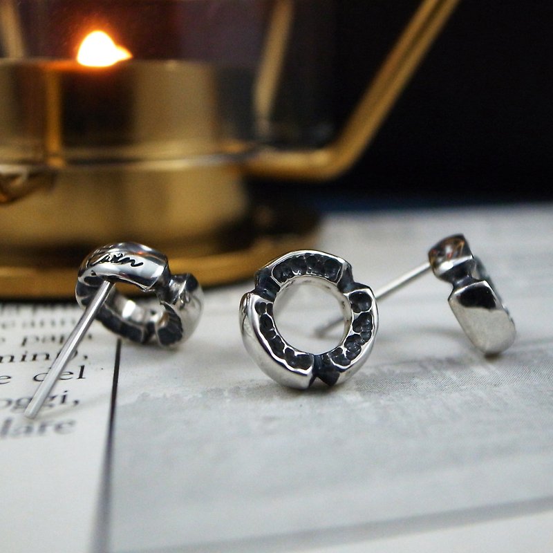 [Return/Small] Series 925 sterling silver earrings single piece (round circle/can be purchased with engraving/blessing gift) - Earrings & Clip-ons - Sterling Silver Silver