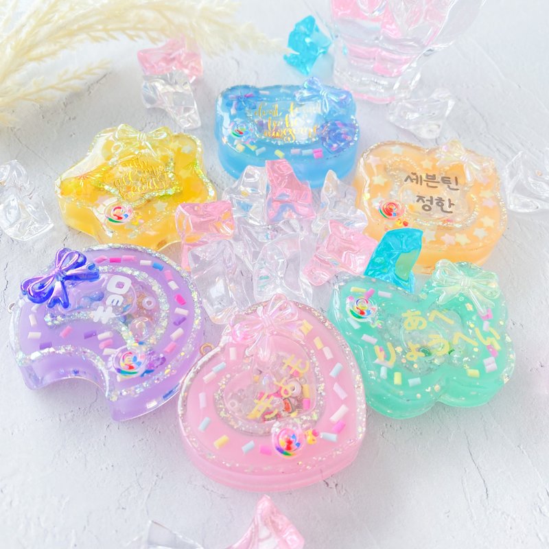 Semi-order sherbet color double shaker key chain - ที่ห้อยกุญแจ - เรซิน สึชมพู