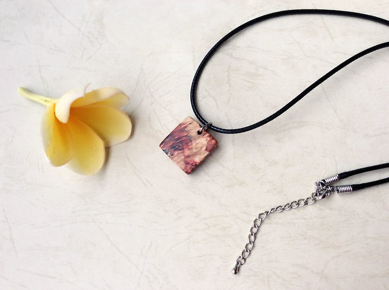 Plumeria opened ~ Seven Leaf Maple Necklace - Necklaces - Wood Multicolor