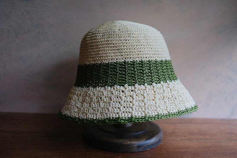 Woven Bucket Hat - Matcha Milk - Hats & Caps - Other Materials White