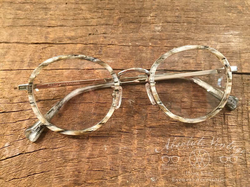 Absolute Vintage-Theatre Lane (theatre) vintage pear-shaped young frame glasses-marble marble - กรอบแว่นตา - พลาสติก 