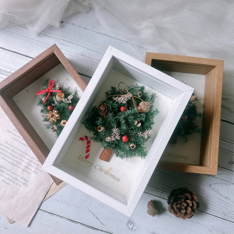 Christmas Tree Wooden Frame, Custom Engraving, Christmas Decor, Secret Santa Gift, Christmas Gift Box - Dried Flowers & Bouquets - Plants & Flowers 
