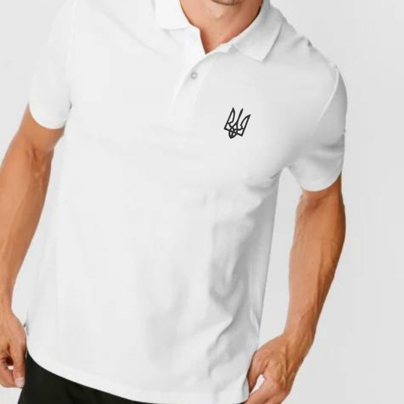 Ukraine Polo Shirt with Embroidered Trident | Made in Ukraine - Men's T-Shirts & Tops - Cotton & Hemp Multicolor