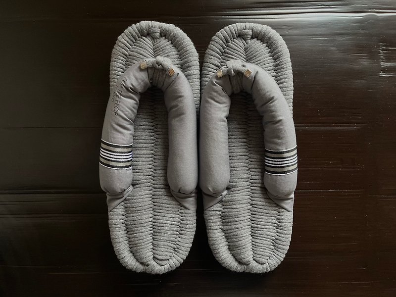 【FLIP TEE FLOP】26cm Cloth  sandal slippers Japanese Nuno zori sporty【254】 - Indoor Slippers - Cotton & Hemp Gray