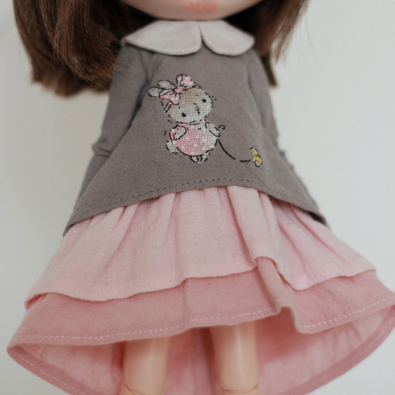 Dress for blythe - 公仔/玩偶 - 棉．麻 灰色