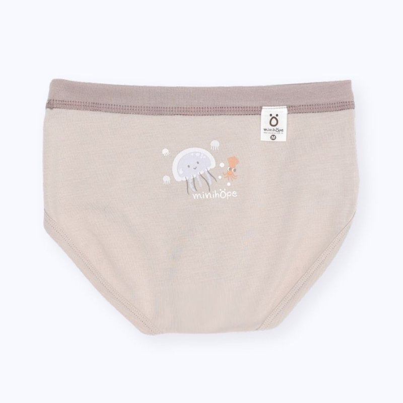 男の子用ブリーフ - 楽しいダンスのクラゲ - トップス・Tシャツ - コットン・麻 ブラウン