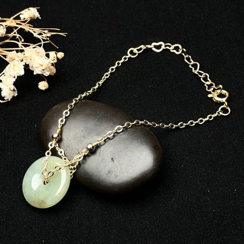 瓔珞珠寶盒 E.L.Jewelry Box 【願‧平安】冰綠翡翠平安扣14K包金手鍊 | 天然緬甸翡翠A貨