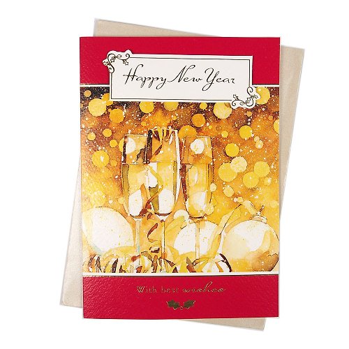 205剪刀石頭紙 金色香檳 跨年耶誕卡片【Ling Design-卡片 New Year系列】