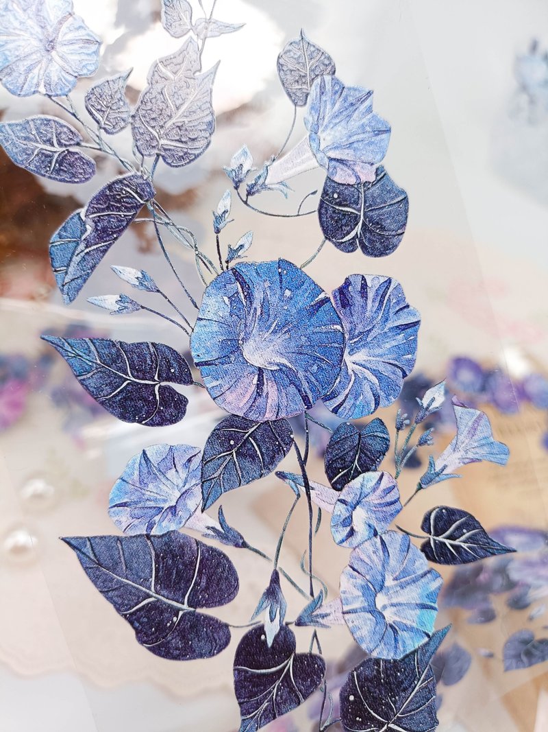 LS160_朝顏花Ipomoea nil/ 裝飾膠帶 - 紙膠帶/和紙/PET - 塑膠 多色