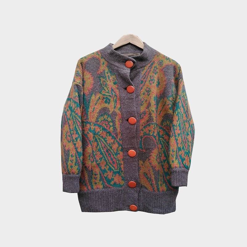 Discolored vintage / Totem knit sweater coat no.A96 vintage - สเวตเตอร์ผู้หญิง - ขนแกะ สีนำ้ตาล