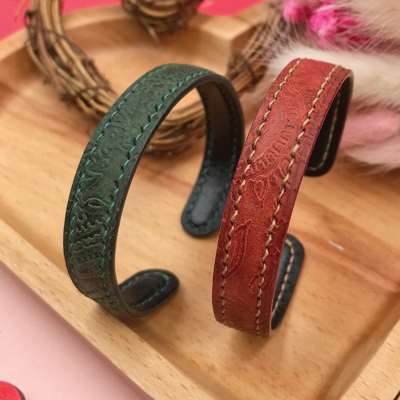 Limited Edition | Handmade | Bangle | Leather Goods | Genuine Leather - Bracelets - Genuine Leather Multicolor