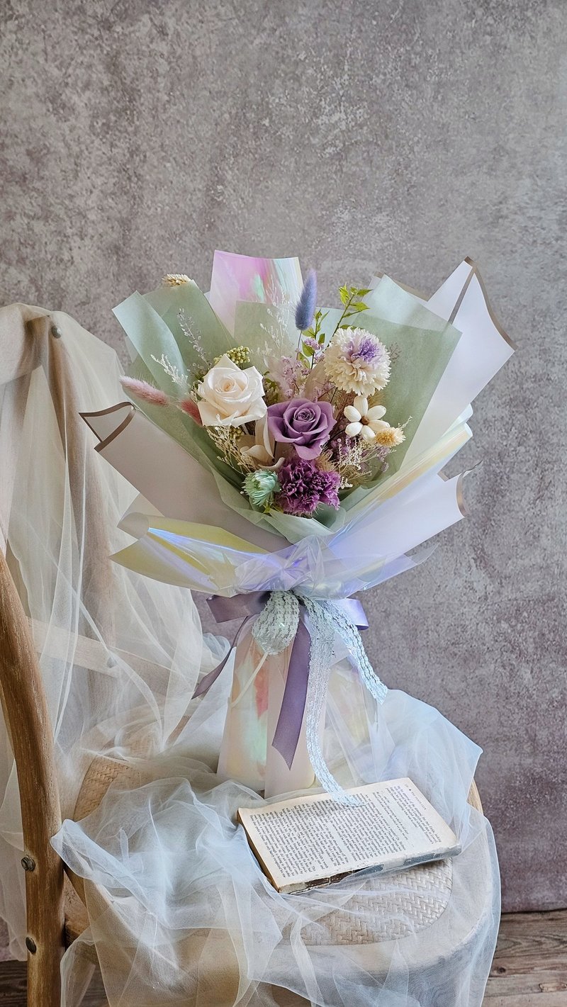 永生花花束 玫瑰花束 情人節花束 生日花束 快速出貨 現貨 - 乾燥花/永生花 - 植物．花 紫色