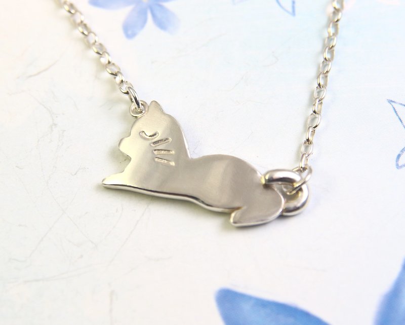 Sterling Silver Necklace / Cat / Kitty - Necklaces - Sterling Silver Silver