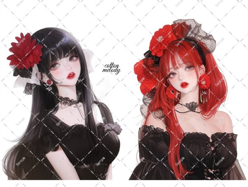 original sticker no.6287 人物ステッカー オリジナルステッカー 人物ステッカー 女の子ステッカー オリジナル人物ステッカー - 貼紙 - 紙 