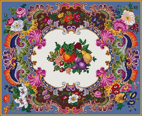 CreativeStudioElenka Vintage Cross Stitch Scheme Carpet fruit - PDF Embroidery Scheme